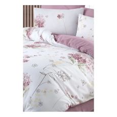 Bielo-ružové 4-dielne predĺžené obliečky na dvojlôžko s plachtou 200x220 cm Floral – Mila Home