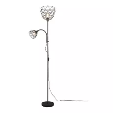 Čierna stojacia lampa s kovovým tienidlom (výška 180 cm) Haval – Trio