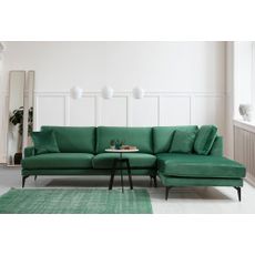 Elegantná rohová pohovka Velour 283 x 180 cm, pravá, zelená