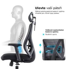 Kancelárska ergonomická stolička Neoseat FLEX PRO — čierna, nosnosť 150 kg