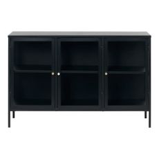 Čierna kovová vitrína 132x85 cm Carmel – Unique Furniture