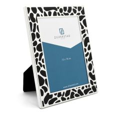 Čierno-biely kovový stojací/na stenu rámček 16,5x22 cm Leopard – Zilverstad