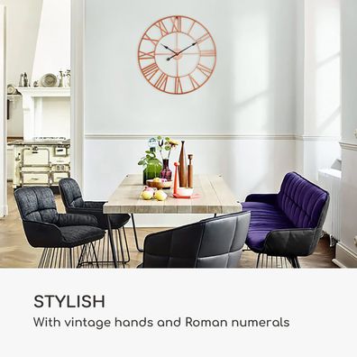 Casa Chic Queensway 80, nástenné hodiny, kovový rám, tiché, Ø 76 cm
