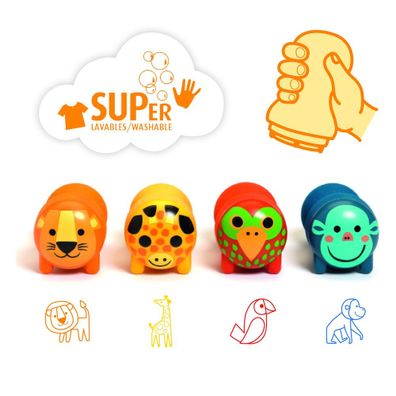 Detské pečiatky v súprave 4 ks Safari zvieratká - Djeco