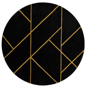 Dywany Łuszczów Kusový koberec Emerald geometric 1012 black and gold kruh - 160x160 (priemer) kruh cm