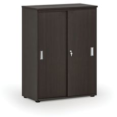 Kancelárska skriňa so zasúvacími dverami PRIMO WOOD, 800 x 420 x 1087 mm, wenge