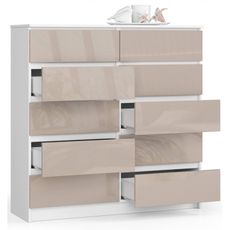 Komoda K120 10SZ cappuccino lesk biela