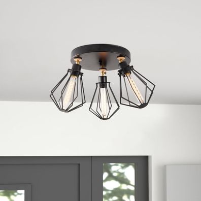 Stropné svietidlo v čiernej a zlatej farbe s kovovým tienidlom ø 18 cm Oylat – Opviq lights