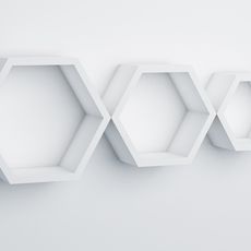 Sada 3 poličiek Hexagon, biele