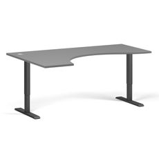 Ergonomický výškovo nastaviteľný stôl, 180x120 cm, 2 motory, L/P, čierna podnož, grafit