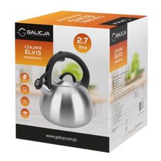 NABBI Elvis nerezový čajník s píšťalkou 2,7 l nerezová / čierna