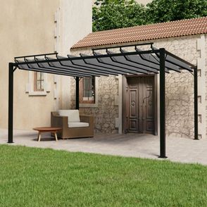 Pergola s lamelovou strechou 3 x 4 m hliník / látka Dekorhome Šedá