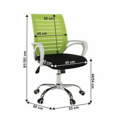 KONDELA Ozela kancelárske kreslo s podrúčkami zelená / čierna / biela / chróm