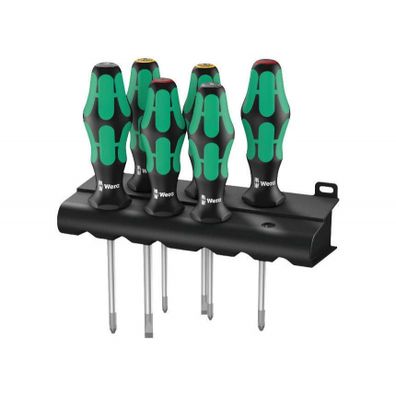 Wera 105622 Skrutkovače Kraftform Plus Lasertip série 300 typ 335/350/355/6 (sada 6 ks + stojan) + darčekový otvárač na fľaše Wera