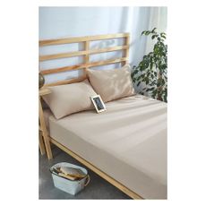 Béžová napínacia bavlnená plachta a obliečka na vankúš v súprave 180x200 cm – Mila Home