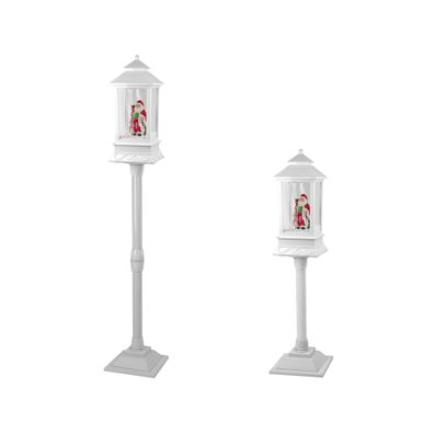 LEAN TOYS Vianočná pouličná lampa s Mikulášom 2v1 biela
