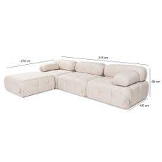 Doblo 3-sedačka s taštičkou ( L1-O1-1R-Pouffe) - svetlohnedá