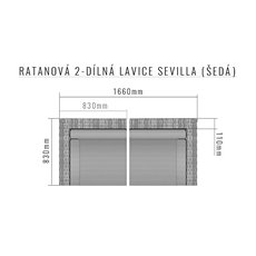 Deokork Ratanová 2-dielna lavica SEVILLA (sivá)