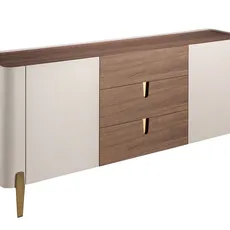 Estila Luxusný moderný dvojdverový príborník Forma Moderna s tromi zásuvkami v hnedej a béžovej farbe so zlatými detailmi 180 cm
