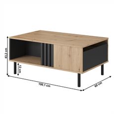 KONDELA Medis F konferenčný stolík dub artisan / čierny antracit