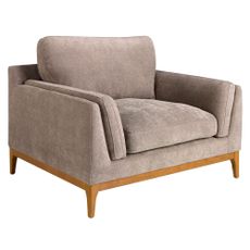 Estila Luxusné moderné kreslo Vita Naturale s retro nádychom s drevenými nožičkami a textilným hnedo sivým poťahom 123 cm