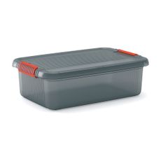 Sivý plastový úložný box s vekom 59x39x18 cm K Latch Box – KIS