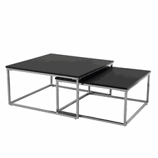 Konferenčné stolíky, set 2 ks, čierna/chróm, AMIAS