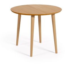 Okrúhly rozkladací jedálenský stôl v dekore duba v prírodnej farbe ø 90 cm Oqui – Kave Home