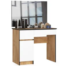 Ak furniture Kozmetický stolík so zrkadlom P-2/SL Aj dub craft / biely ľavý