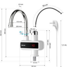 Prietokový ohrievač vody s LED displejom 3000W/230V IPX4 biela