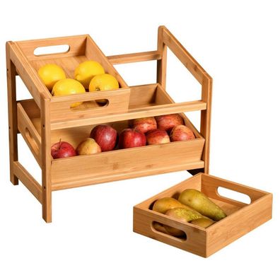 Kesper 58851 Kuchynská polica s 3 priehradkami bambus, 39,5 x 26 x 35,5 cm