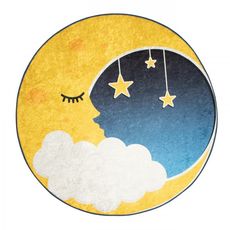Conceptum Hypnose Detský okrúhly koberec Moon 140 cm modrý/žltý