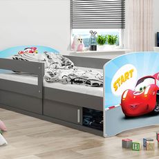 Interbeds LUKI 1 Jednolôžková detská posteľ 80x160 Sivá autíčko