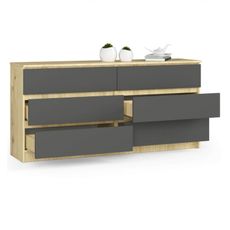 Komoda K160 6SZ artisan oak/šedý grafit