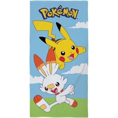 Plážová osuška Pokémoni Pikachu a Scorbunny - 100% bavlna - 70 x 140 cm