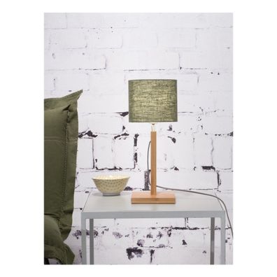 Stolová lampa so zeleným tienidlom a konštrukciou z bambusu Good&Mojo Fuji
