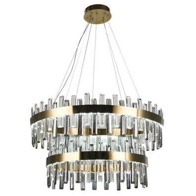 LED Stmievateľný krištáľový luster na lanku LED/190W/230V + diaľkové ovládanie