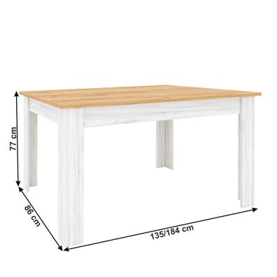KONDELA Sudbury S rozkladací jedálenský stôl dub craft zlatý / dub craft biely