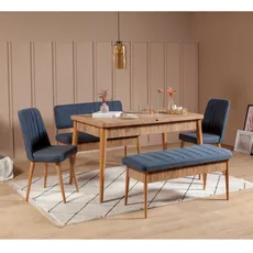 Hanah Home Jedálenský set Vina 5D borovica atlantická/tmavo modrá