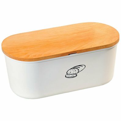 Kesper 85090 Chlebník s doštičkou, biela, 34 x 14 x 18 cm