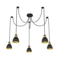 Prezent 27525 - Luster na lanku MESCALA 5xE14/40W/230V pavúk čierna