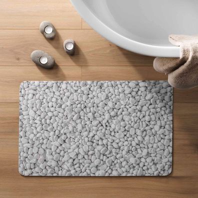 Bielo-sivá gumová kúpeľňová predložka 50x80 cm Leandra – douceur d'intérieur