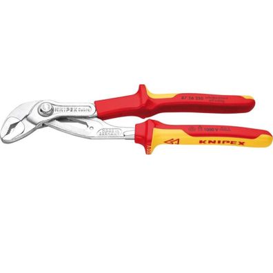 Inštalatérske kliešte VDE-Cobra 250 mm. KNIPEX 87 26 250 - 1000V. Chrómované, viaczložkové objímky