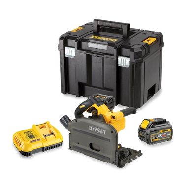 Aku ponorná kotúčová píla so základňou pre vodiace lišty 54V, 2x 6,0Ah, kufor TSTAK DeWALT DCS520T2 FLEXVOLT