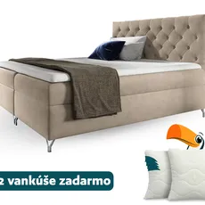 Wilsondo Čalúnená boxspring manželská posteľ Guliette s matracom - béžová Rozmer: 160x200