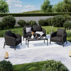 Ambia Garden TERASOVÁ SEDACIA SÚPRAVA 4-dielne, kov, sklo, textil