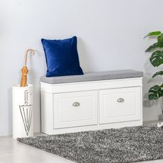 Regál na topánky s vankúšom a dvoma zásuvkami 104 x 24 x 55 cm | biela