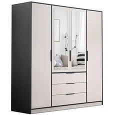 Skriňa Duarte D4 Kašmír / Čierna /Zrkadlo