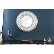 Estila Orientálne kruhové závesné zrkadlo Solei s hrubým strieborným rámom 60cm