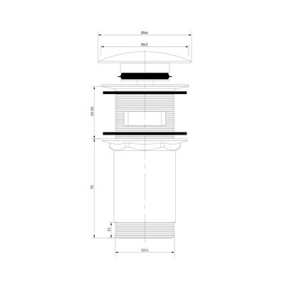 OMNIRES A706BM - Umývadlový výpust CLICK-CLACK pr. 6,6 cm matná biela